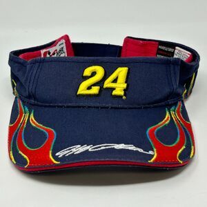 NASCAR Jeff Gordon Visor Hat Blue Dupont Flames Fire Chase Authentics Strapback